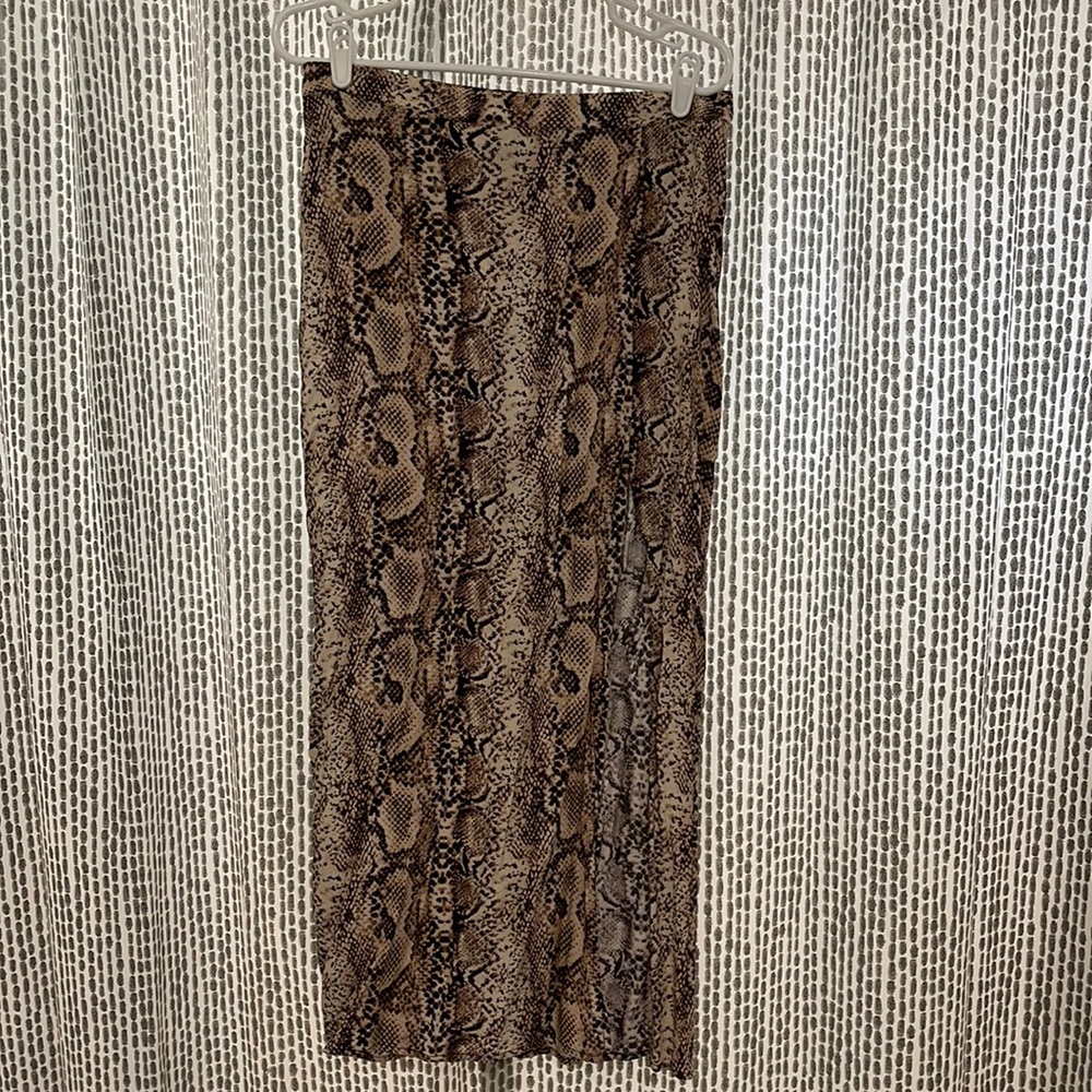 Snake print Maxi Skirt with Thigh Split